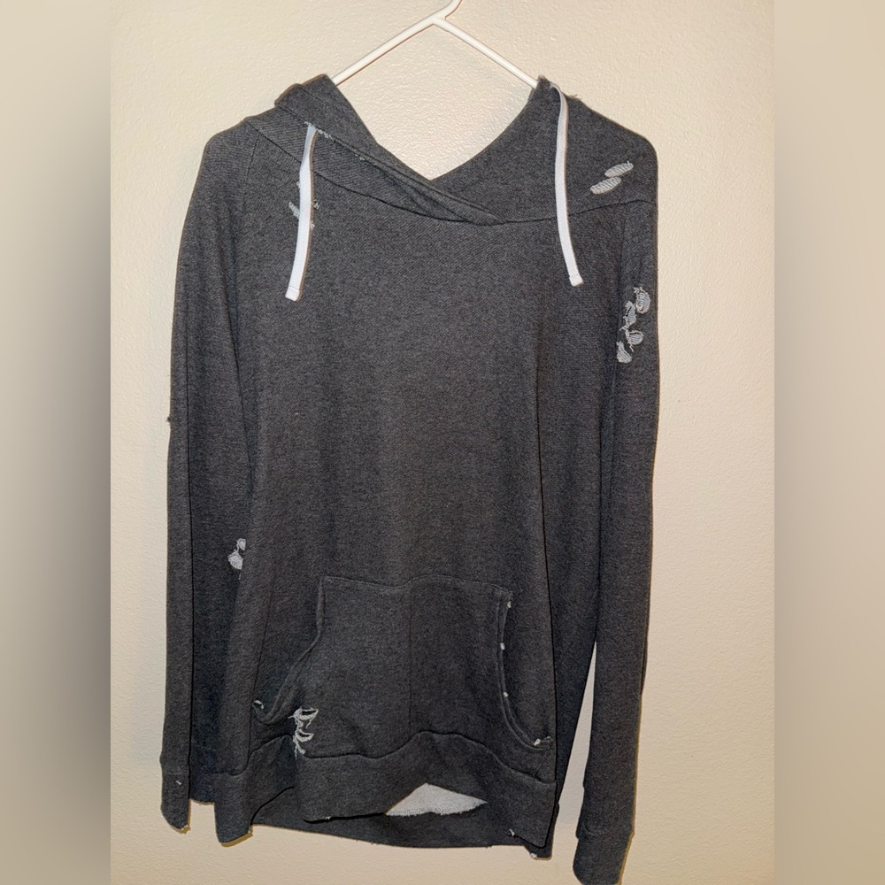 Chelsea DeBoer By Lilly &‎ Lottie Distressed Gray Hoodie size XL Chelsea Houska